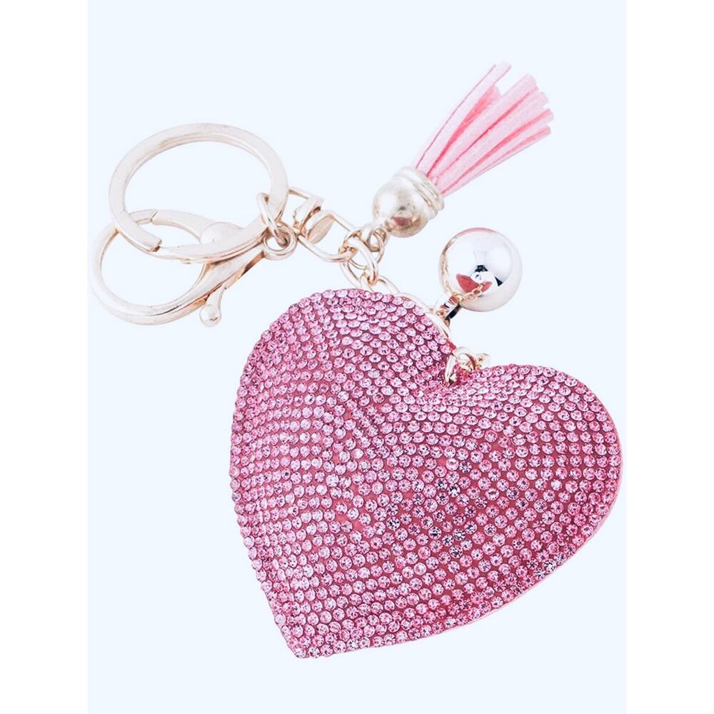 Rhinestone Heart Keychain